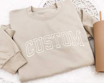 Custom Embroidered Unisex Sweatshirt, Personalized Embroidered Sweater For Sports Teams, Birthday Gifts, Christmas, Company Merchandise