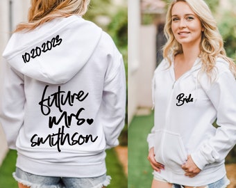 Future Mrs Bride Hoodie Wedding Jacket Sweatshirt - Bridal Shower Gift - Honeymoon Sweatshirt - Bride Zip Up Mrs - Customized Bride Gift