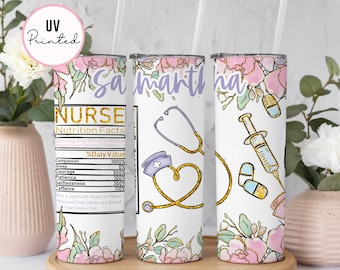 Nurse Funny Skinny Tumbler with Personalized Name - Nurse Coffee Tumbler - Gift For Nurse - Nursing School Graduation Gift - Thank You Gift