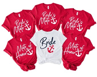 Bride with Anchor T-Shirt - Bridesmate® Tee - Mate of Honor® Shirt - Nautical Themed Bachelorette Party T-Shirt - Cruise Bachelorette Party