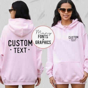 Customizable Pocket Hoodies - Custom Printing - Personalized Text and Icons - Your Text on a Pocket Hoodie - Custom Text on Front and Back