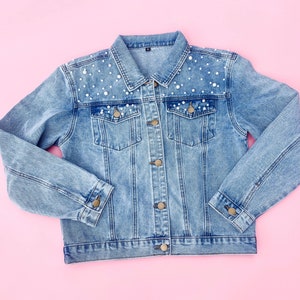 Custom Bridal Denim Jacket With Pearls Personalized Mrs. Jean Jacket ...