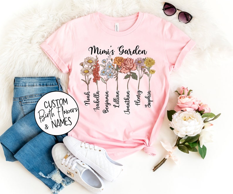 Grandma Shirt with Custom Birth Flowers and Names Mothers Day Gift Unique Grandma Gift Personalized Birthday Gift Grandchildren image 2