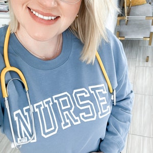 Embroidered Nurse Design on Unisex Sweatshirt Many Thread Color Choices Nurse Gift Sweatshirt Nurse Graduation Gift Nurse Sweater image 2