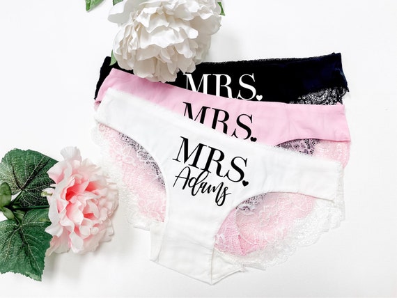 Mrs Panties Bride Panties Lace Wedding Underwear Bridal Shower Gift  Bachelorette Gift Personalized With Name Honeymoon Gift 