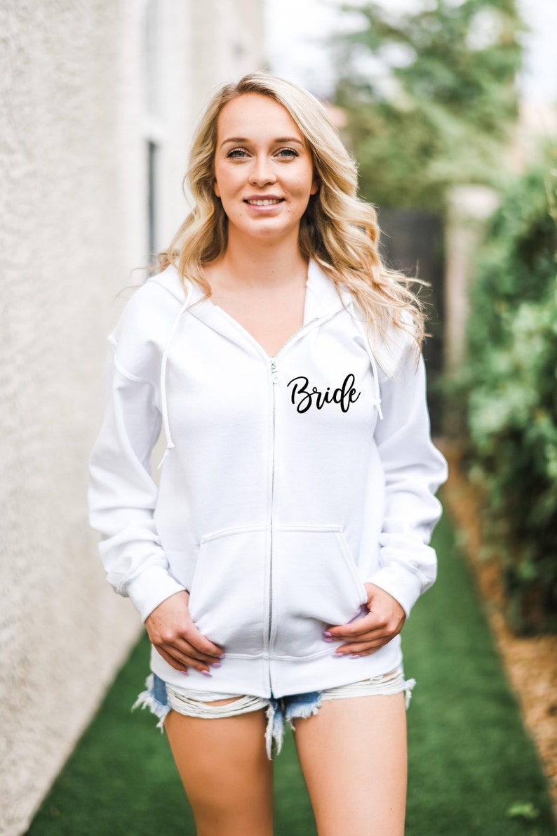 Mrs Bride Hoodie Wedding Jacket Sweatshirt Bridal Shower Gift Honeymoon Sweatshirt Elegant Bridal Sweatshirt Bride Zip Up Mrs image 4