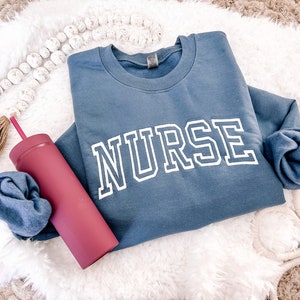 Embroidered Nurse Design on Unisex Sweatshirt Many Thread Color Choices Nurse Gift Sweatshirt Nurse Graduation Gift Nurse Sweater image 3