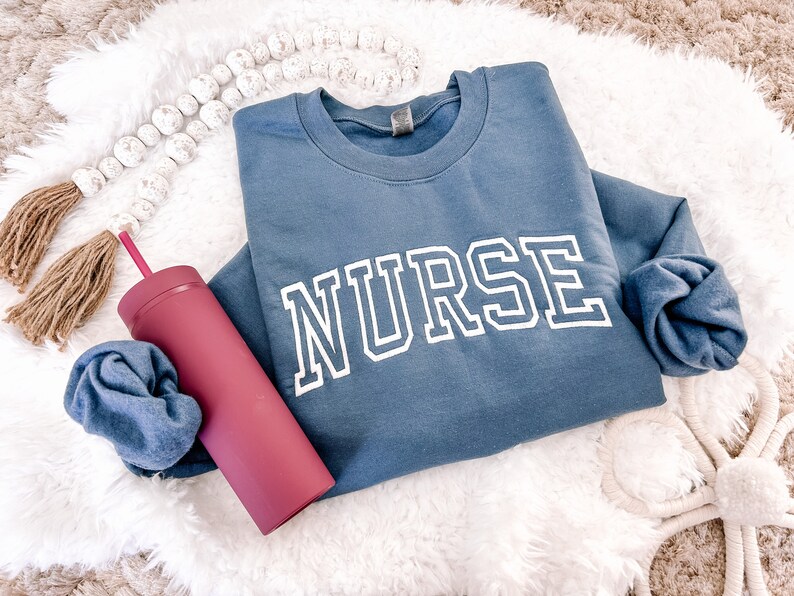 Embroidered Nurse Design on Unisex Sweatshirt Many Thread Color Choices Nurse Gift Sweatshirt Nurse Graduation Gift Nurse Sweater image 3