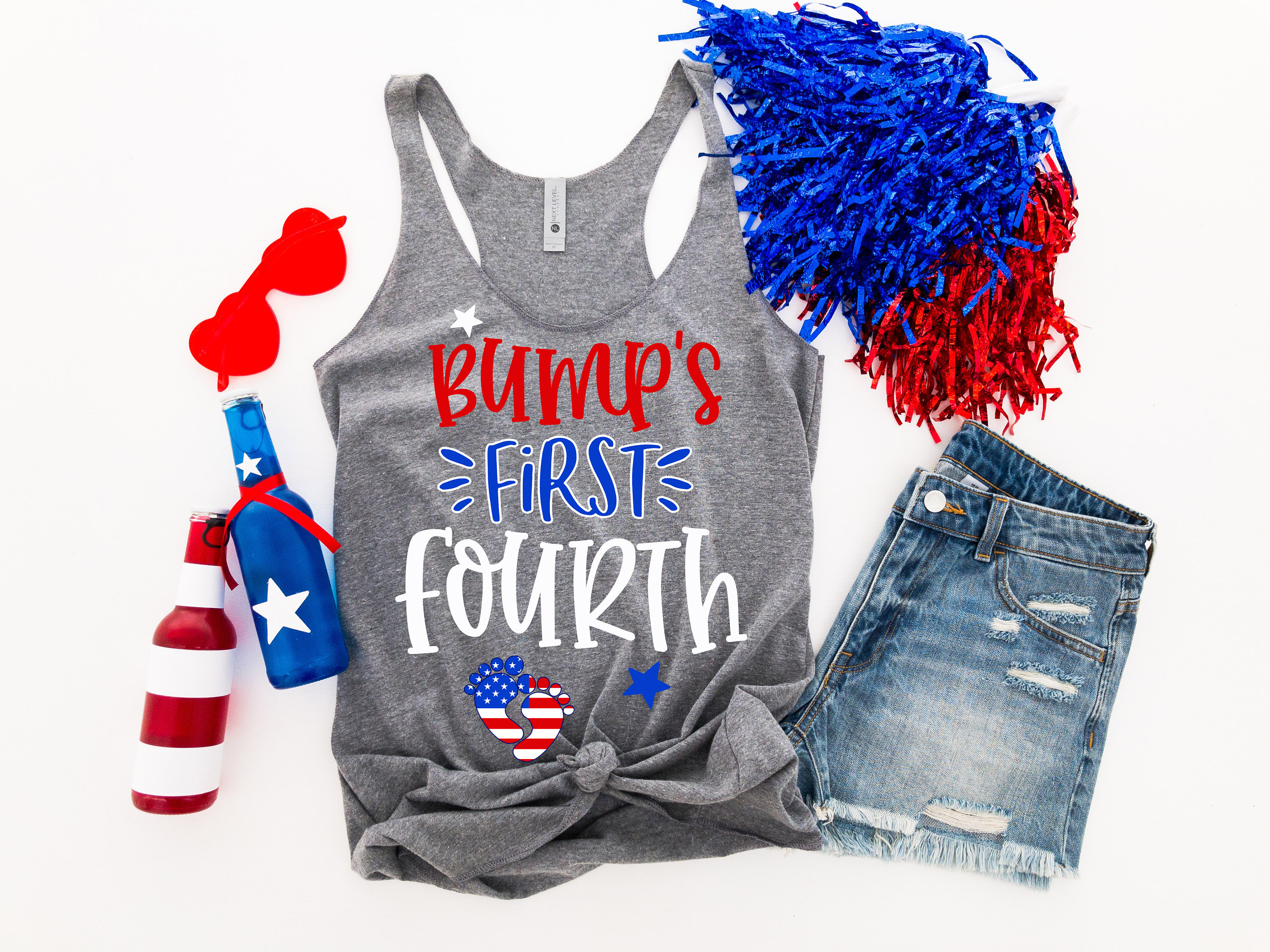 of July Pregnancy Tank Top. 4th of 