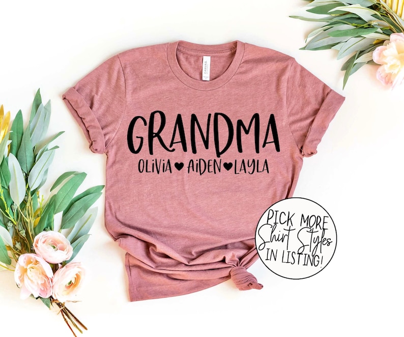Grandma Shirt With Grandkids Names Grandma Tee Nana Shirt  Etsy