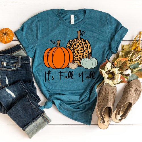 Love Fall Y'all Shirt Leopard Pumpkin Print Fall Shirt - Etsy