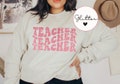 Teacher Retro Glitter Sweatshirt - Teacher Gift - Teacher Graduation Present - Teacher Appreciation Gift - Rose Gold Glitter