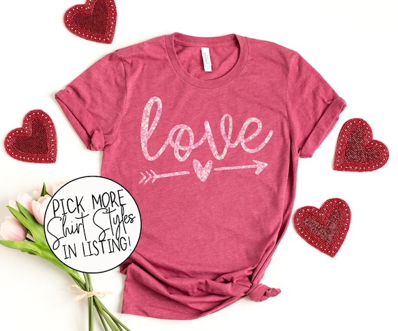 Love Valentine's Shirt Arrow Love Shirt Glitter