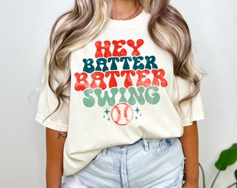 Hey Batter Batter Swing Comfort Colors® Tee - Baseball Game Tee Shirt - Gameday Tee - Trendy Baseball Shirt - Baseball Mom Tee Shirt