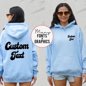 Customizable Pocket Hoodies - Custom Printing - Personalized Text and Icons - Your Text on a Pocket Hoodie - Custom Text on Front and Back