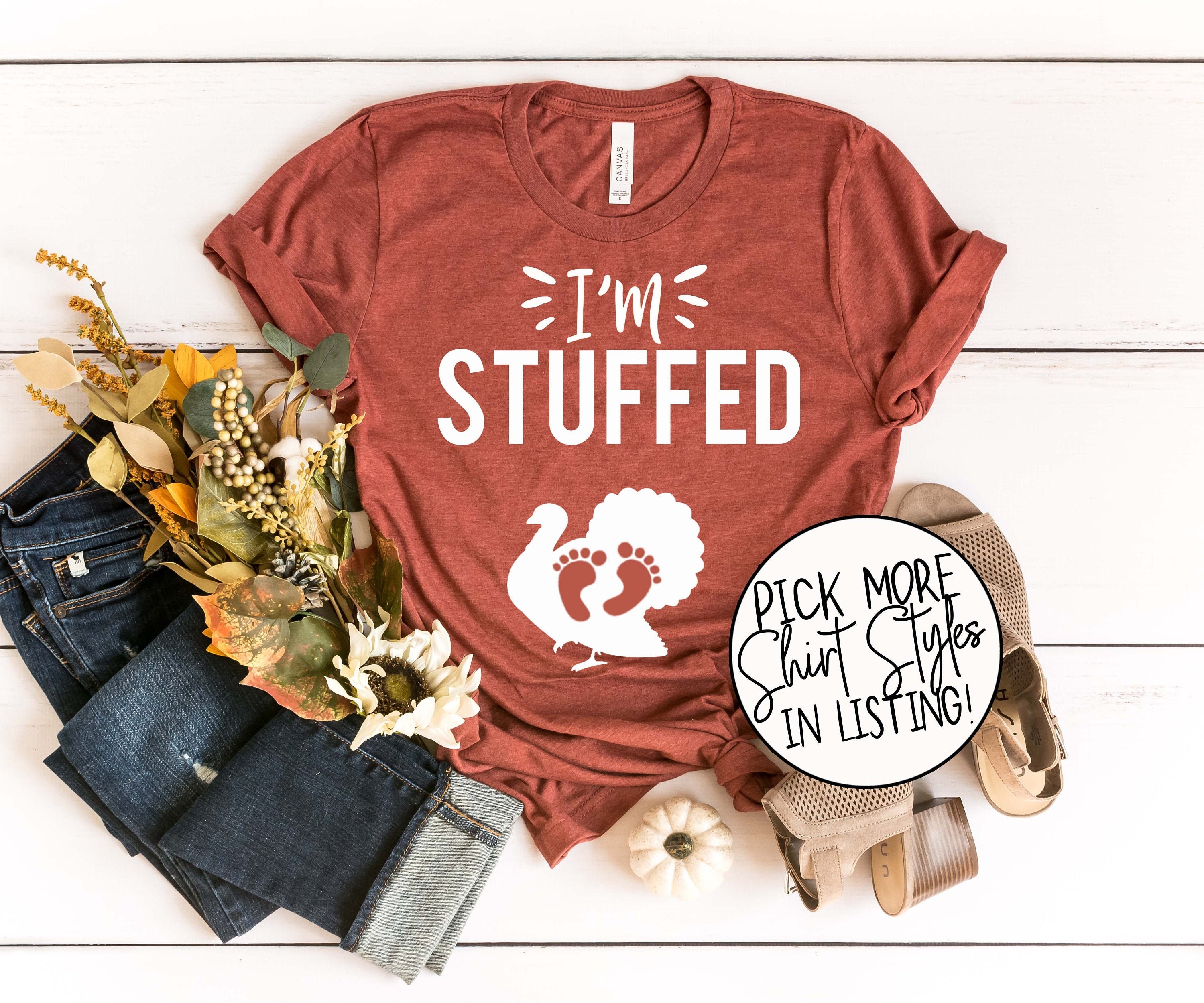 I'm Stuffed Thanksgiving Pregnancy Shirt - Pregnancy Announcement…
