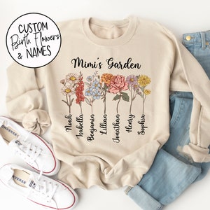 Grandma's Garden with Custom Birth Flowers and Names Mothers Day Gift Unique Grandma Gift Personalized Names Flowers Christmas Gift image 2