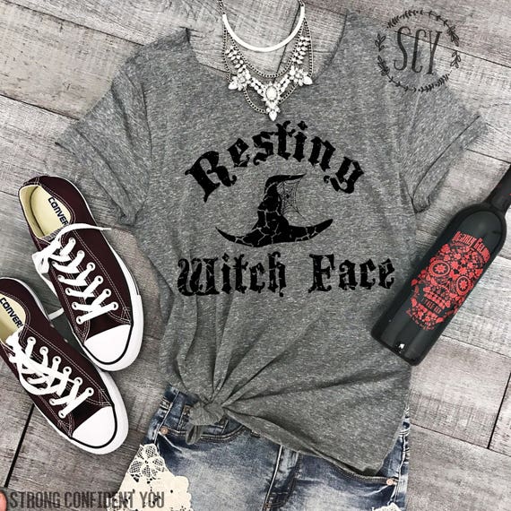 Resting Witch Face Halloween Tee 