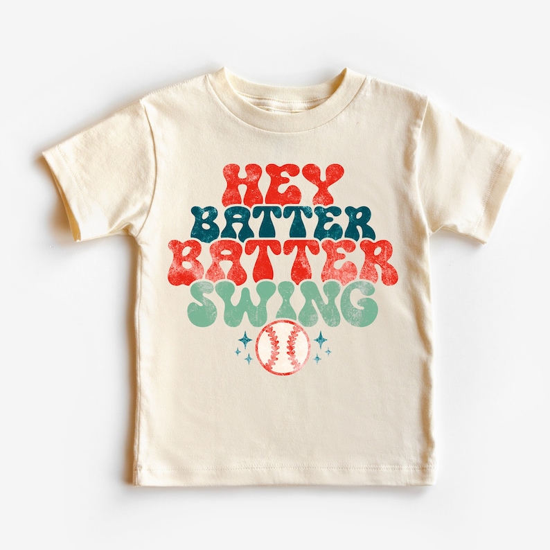 Hey Batter Batter Swing Tee For Kids Baseball Sports Shirt Toddler Childrens Tee For Baseball Game Baby Shirt Baseball Fan image 1