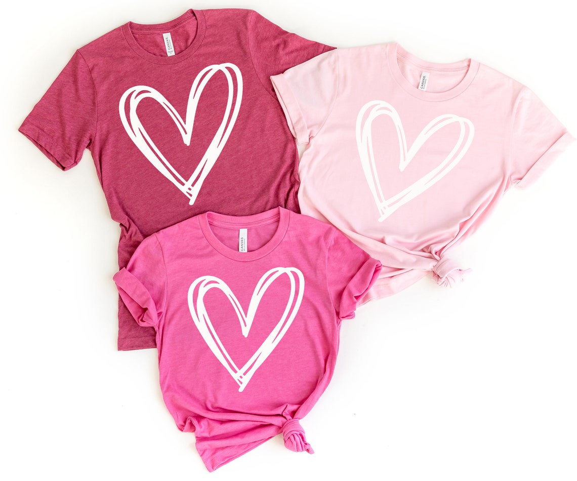 Heart Valetines Shirts Matching Valentines Tees Group - Etsy
