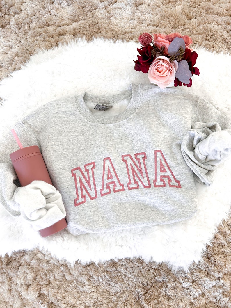 Embroidered Nana on Unisex Sweatshirt, Grandma Gift, Nurse Sweater, Nana Christmas Gift, New Mom Gift, Hospital Outfit, Stitched Title image 1