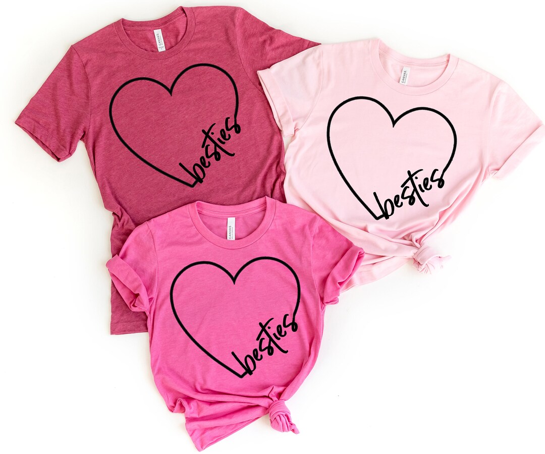 Besties Heart Valentines Shirts Best Friend Valentines Gift Etsy.de