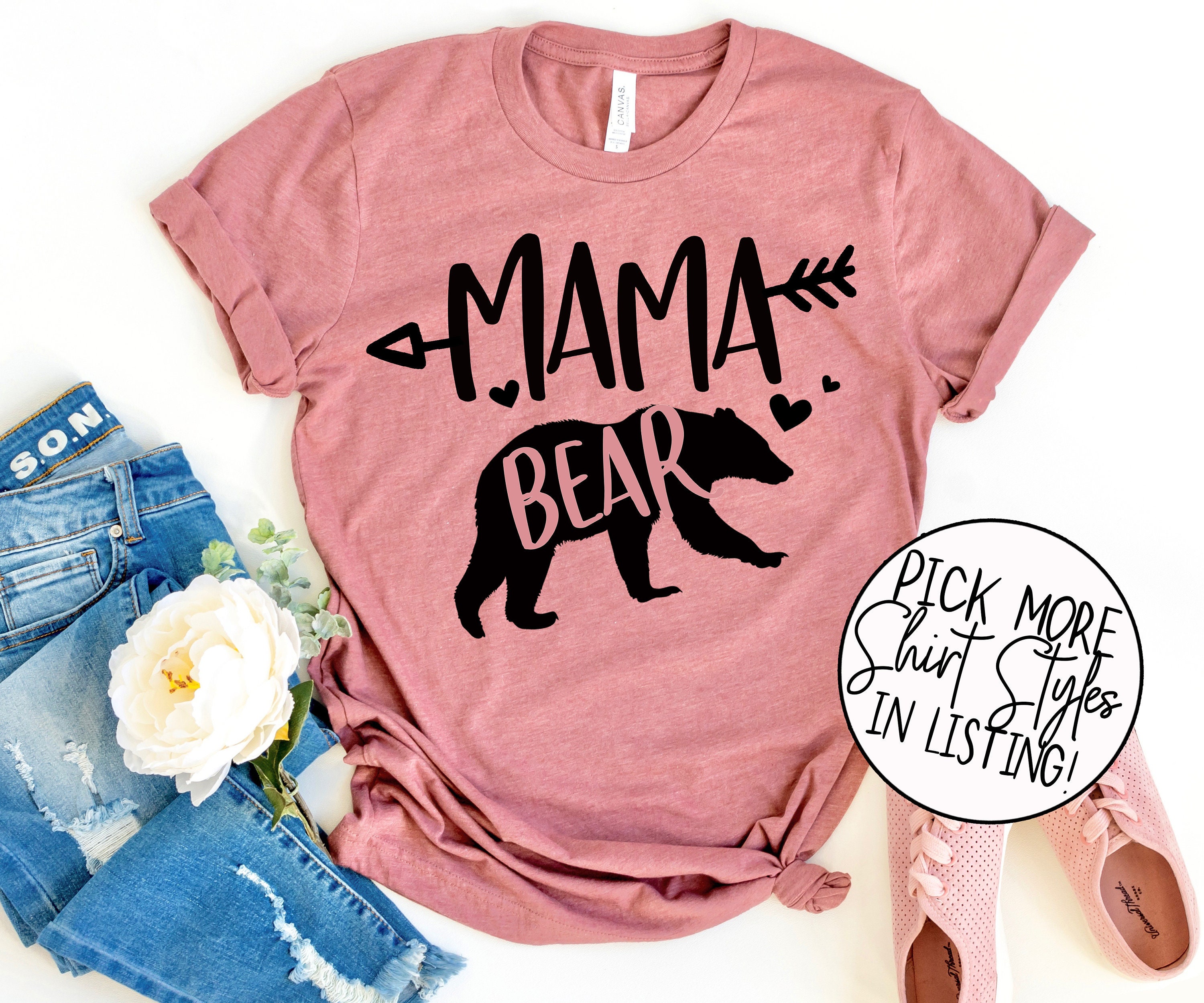 OATSCreations Bear and Cubs Shirt | Mama Bear | Shirt for Mom | Personalized Shirt | Womens Top | Ladys Shirt | Mama and Cubs | Mothers Day Shirt | Gift