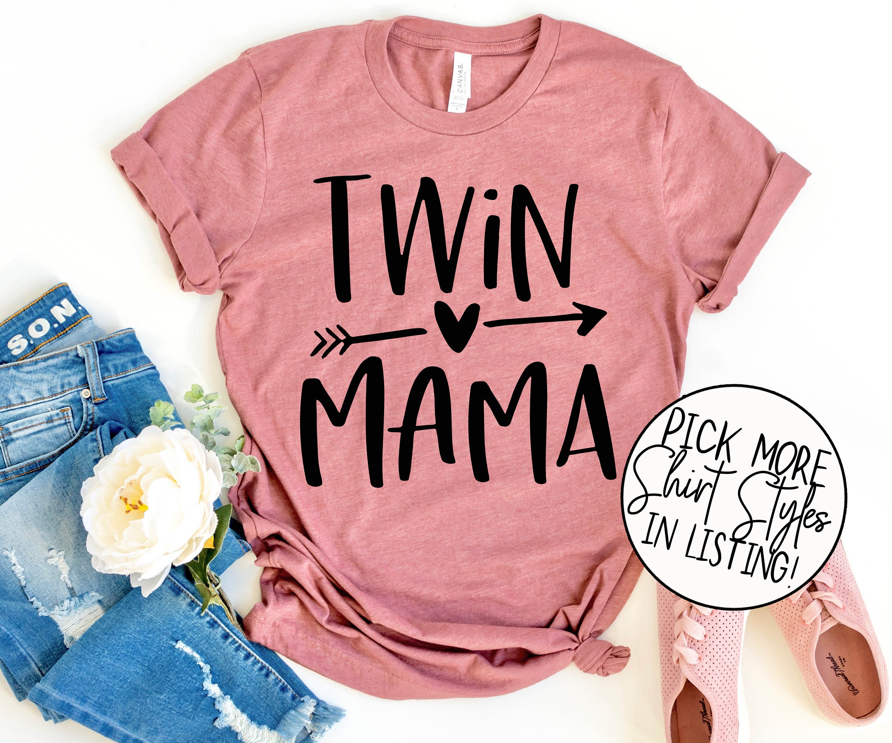 strongconfidentYOU Twin Mama - Mom of Twins Shirt - Mommy of Twins Graphic Tee - Unisex Shirts XS - 4XL - Gift for Twin Mama - Mother's Day Gift