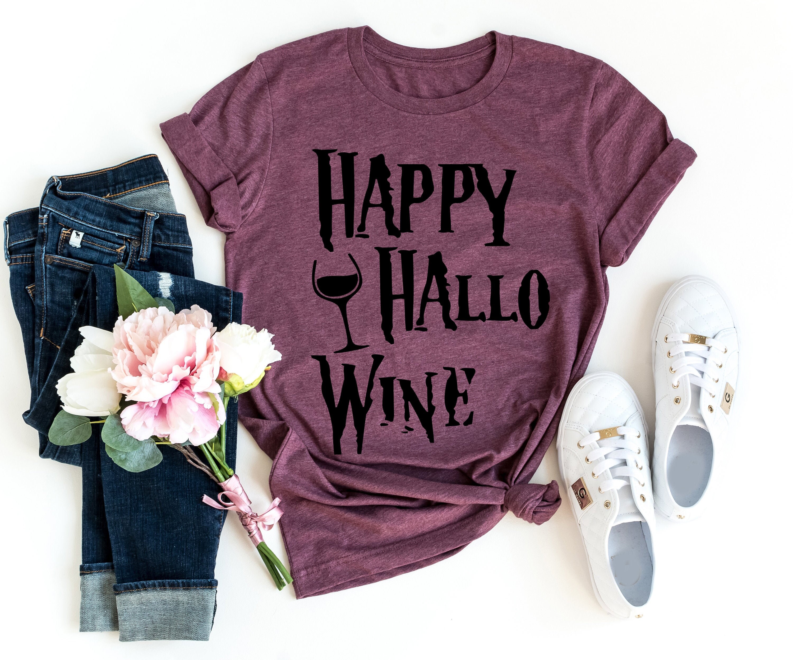 Happy Hallo Wine Shirt - Halloween Wine Shirt - Wine Tasting Shirt - …