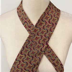 Polo Ralph Lauren Tie Geometric Silk Necktie USA Handmade Vintage Red Yellow