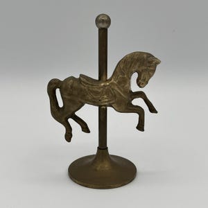 Vintage Solid Brass Carousel Horse Merry Go Round Pony Figurine MCM