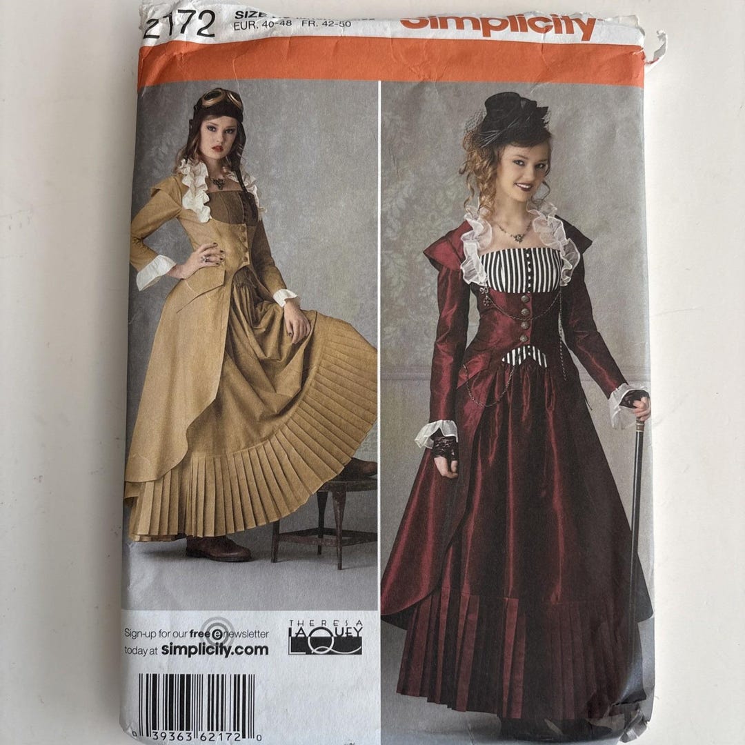 Simplicity Steampunk Pattern Simplicity Steampunk Costume Pattern Coat Bustier Skirt 1800s 14-22 ...