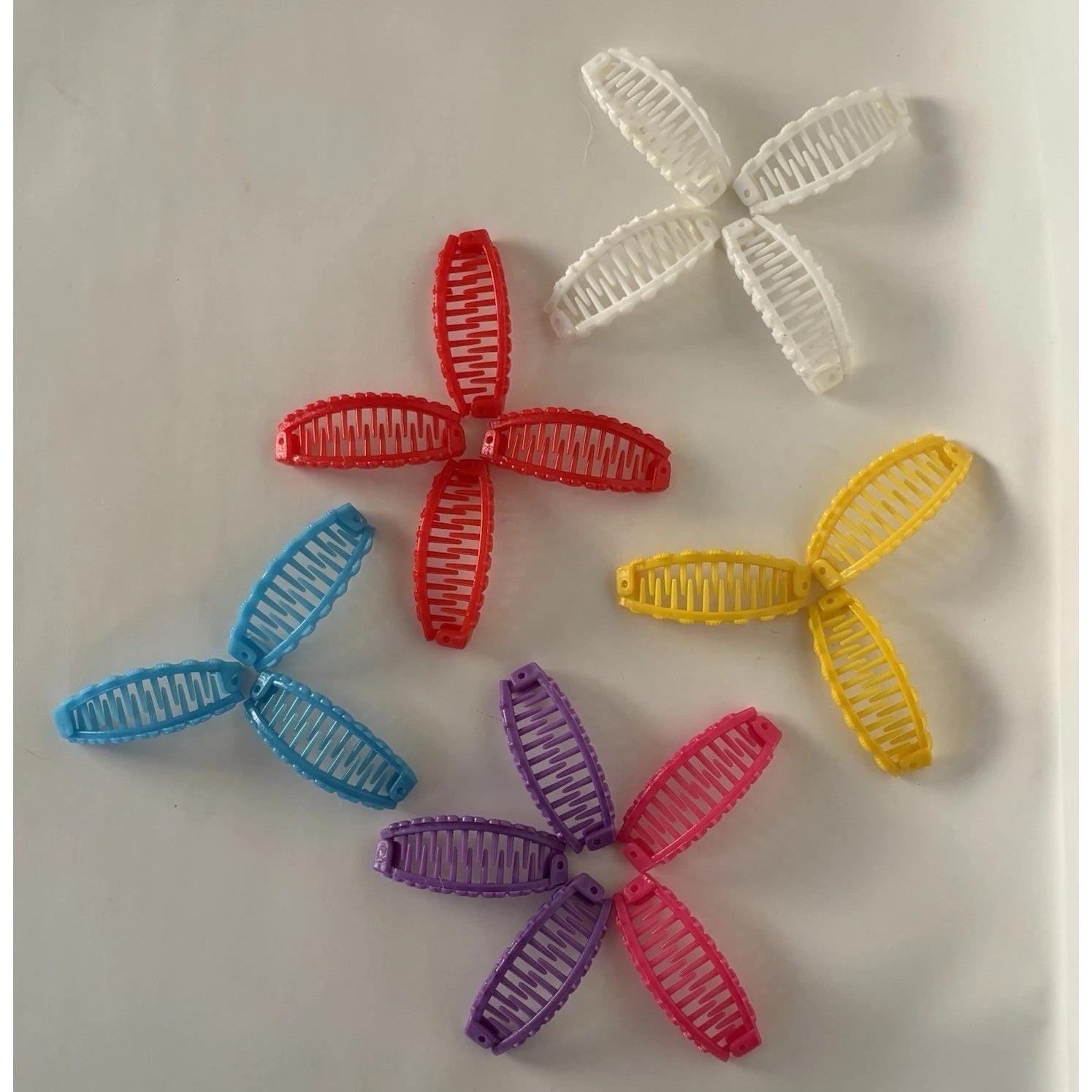 Vintage Lot 6 Purple Plastic Hair Claw Clips Rhinestones, Butterfly, Banana 80s Vintage Rhinestone Butterfly Hair Clip | Colorful Crystal  main image 4
