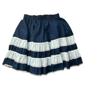 VINTAGE Malco Modes PARTNERS PLEASE Square Dancing Skirt Blue Sz M Prairiecore