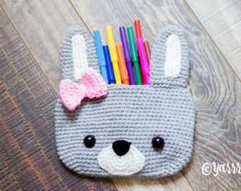 Cute Baby Bunny Handmade Crochet Woodland - Gift for Kids - Gift for Her - Pencil Case , Purse, Wallet, Handbag, Cellphone case, Clutch bag