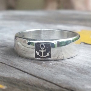 anchor ring, nautical,sailor, rockabilly,sterling silver,hand made,wedding, unisex ,hipster,vintage,surf,wedding band,