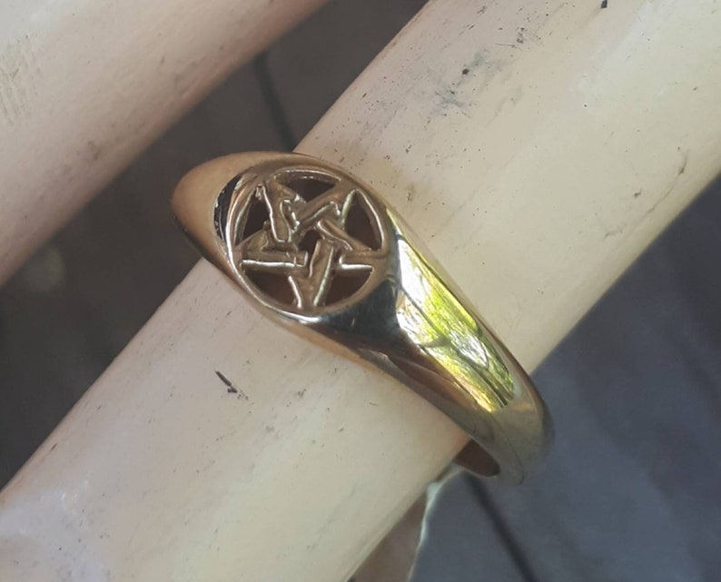 Gold Ripentagram Ring Gold Pentagram Ring Solid 9k Goldsmall Dainty Ring Pinkie - Etsy