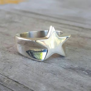 star ring,Sterling silver, flat star,5 pointed star,new age,boho,hipster,unisex ring,handmade,hippy,goddess,retro,rockabilly