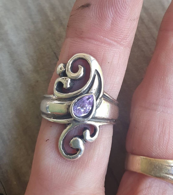 silver925 bizarre scroll zirconia RING