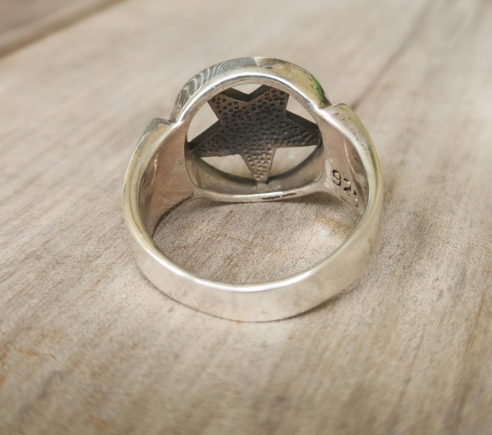 Large Star Ring,925 Sterling Silver,black Enamel Star,large Sizes