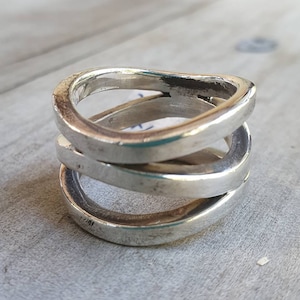 Chunky wide ring,sterling silver, modern wedding ring,