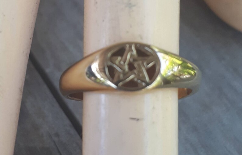 Gold Ripentagram Ring Gold Pentagram Ring Solid 9k Goldsmall Dainty Ring Pinkie - Etsy