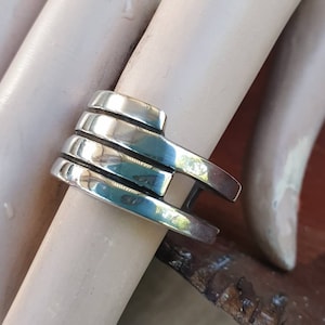 Chunky wide ring,sterling silver, modern wedding ring,