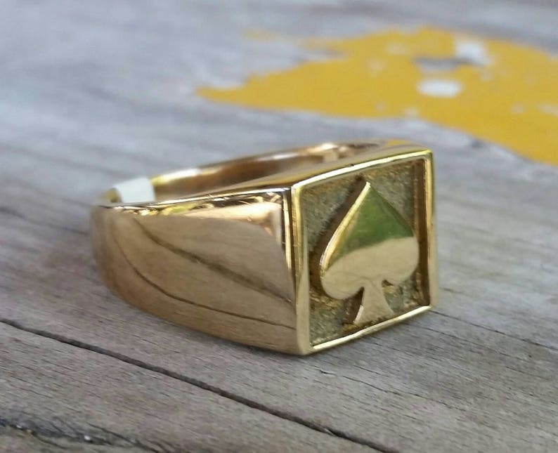 Ace of spades ring 9ct gold gambling cards poker ring | Etsy
