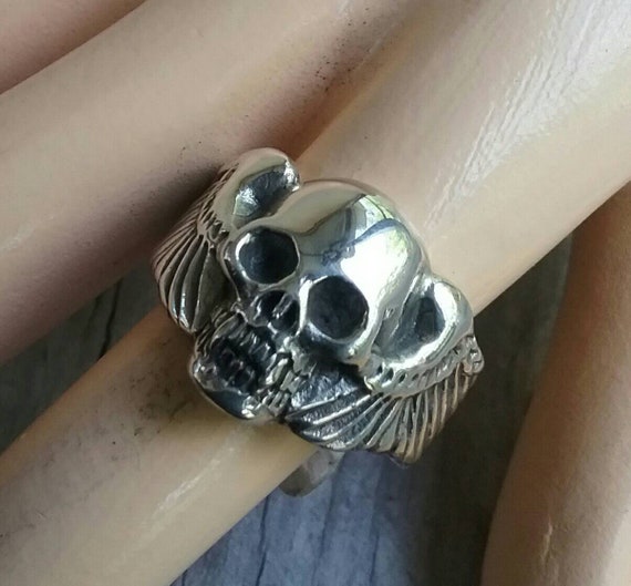 Skull Winged Ring.925 Sterling Silver, Hell, Angel Unisex Ring