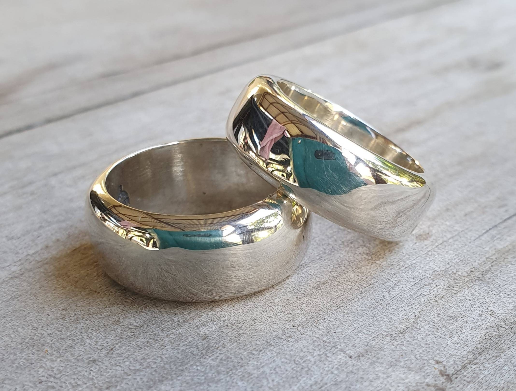 Bague argentée épaisse chunky bande argentée sterling | Etsy
