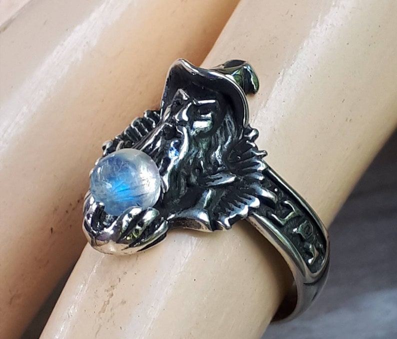 Wizard Ring Sterling Silver Labradorite Magic Fantasy Mythical - Etsy