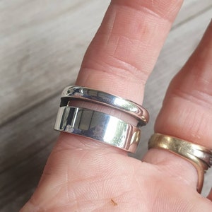 Chunky wide ring,sterling silver,plain unisex band,large modern wedding ring,