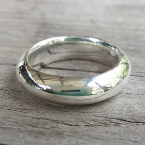 Silver band,solid 6mm,sterling silver ring,chunky high round band,wedding, dress ring,boho,unisex,handmade,d shape ring,chunky ring,