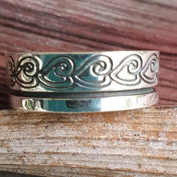 tribal band,sterling silver,maori,koru band, mans wedding ring,celtic,handmade,silver band,scrolls,Aztec,Inca,